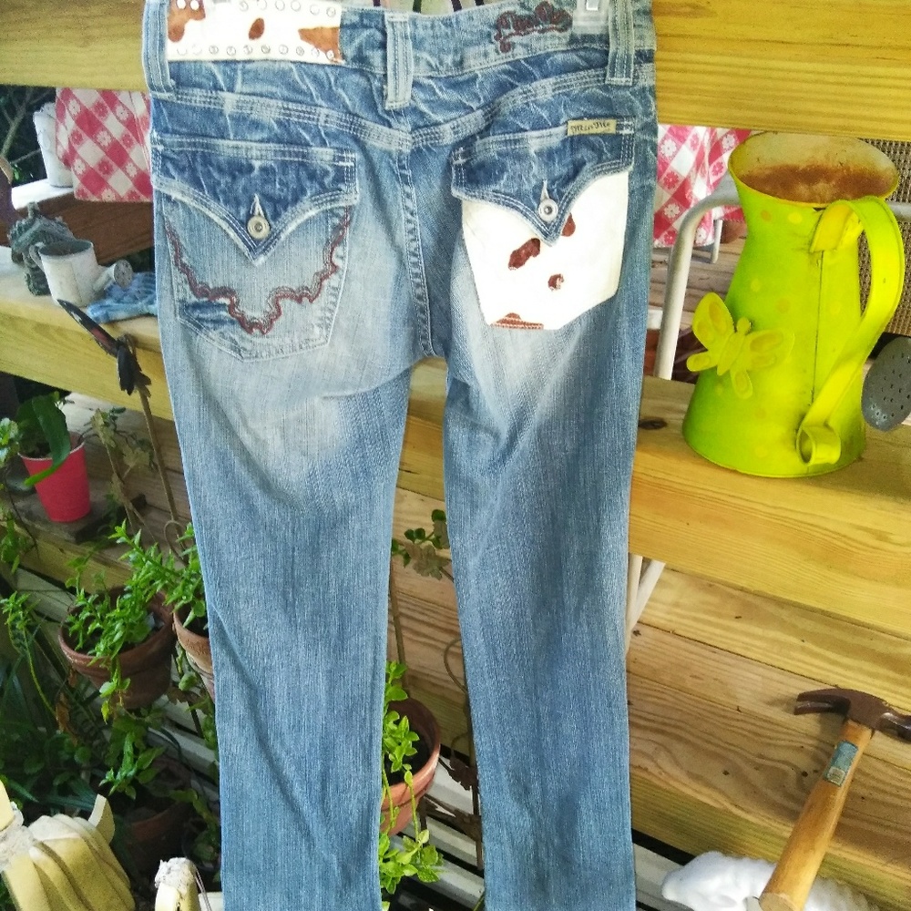 Cowhide design miss me jeans